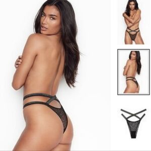 VS VERY SEXY Strappy High Waist Black Lace Brazilian Panty